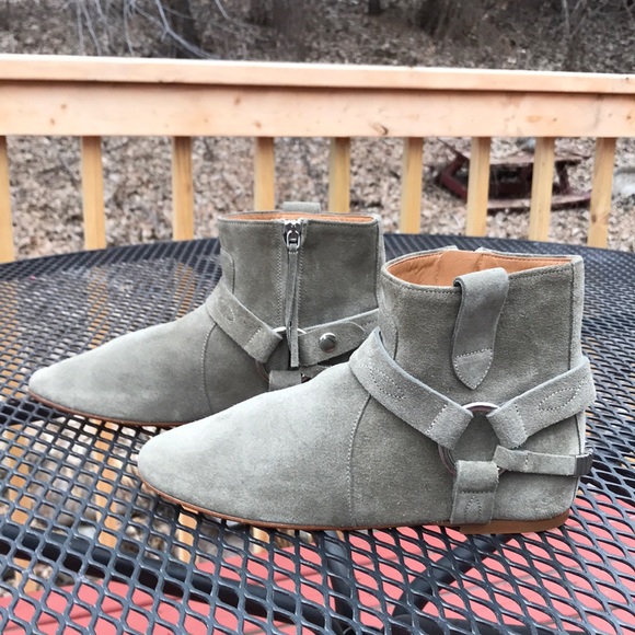 Isabel Marant Etoile faded olive green 7M(37) leather straps ankle hi boots - Picture 8 of 16